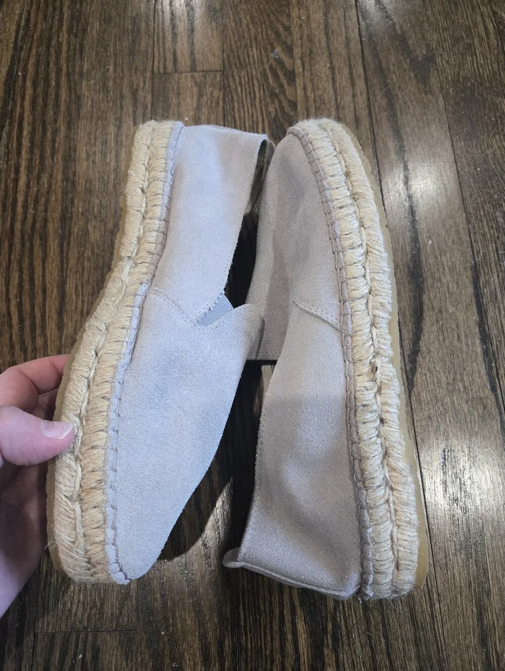 Fabiolas Gray Suede Leather Espadrille Slip On Loafers Shoes Size 40